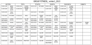 Πρόγραμμα Group Fitness χειμώνας 2013 - Evathlon Total Fitness